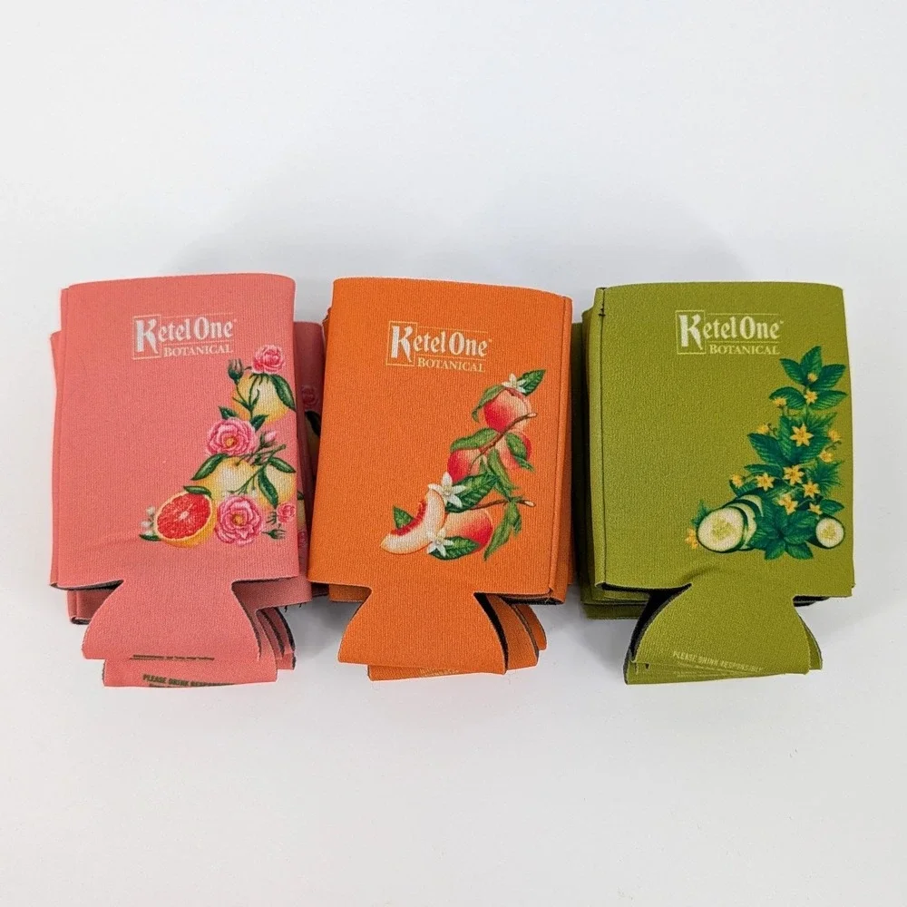 Ketel‎ One Botanical Koozie Set 15pc Neoprene Slim Can Insulators Floral Multi